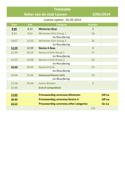 Timetable 3/05/2014 Beker van de stad Leuven