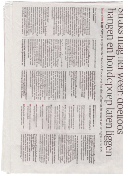 Interview met burgemeester Jaap Nawijn in NRC Handelsblad