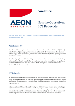Vacature Service Operations ICT Beheerder