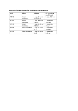 Rooster SLB/ICT 1 en 2 september 2014 Kust en zeemanagement