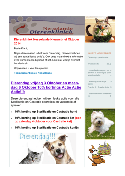 Nieuwsbrief Oktober 2014 - Dierenkliniek Nesselande