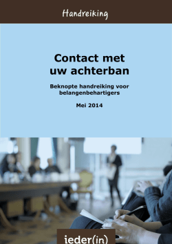 Handreiking Contact met uw achterban