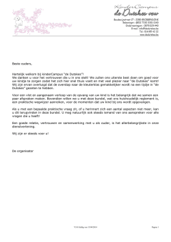 Huishoudelijk reglement - de Dutskes is een kinderopvang