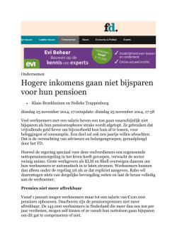 Hogere inkomens gaan niet bijsparen voor hun pensioen