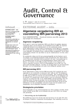 inhoud EXTERNE AUDIT – info Algemene vergadering IBR