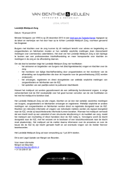 LEGAL UPDATE Landelijk Meldpunt Zorg Datum: 16 januari 2014