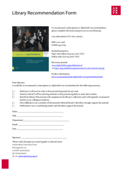 Library Recommendation Form - Amsterdam University Press