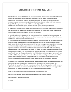 Jaarverslag Torenfonds 2013-2014 - Helderse Historische Vereniging