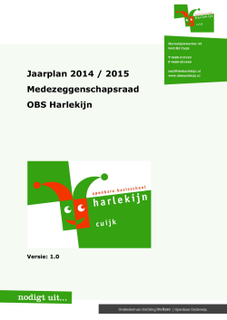 Jaarplan 2014 / 2015 Medezeggenschapsraad OBS Harlekijn