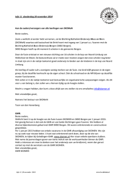 Info 11 donderdag 20 november 2014 Aan de ouders/verzorgers