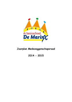Jaarplan Medezeggenschapsraad 2014 - 2015