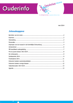 Inhoudsopgave - Zandvlietcollege