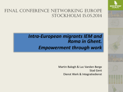 Intra-European migrants IEM and Roma in Ghent. Empowerment
