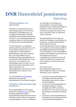 DNB Nieuwsbrief pensioenen
