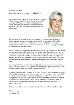 In memoriam Bert Buunen, augustijn (1928-2014)