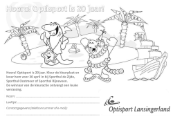 Hoera! Optisport is 20 jaar. Kleur de kleurplaat en lever hem voor 30