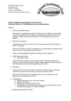 Wijkraadvergadering 26 november 2014 - Wijkraad Eschmarke-Zuid