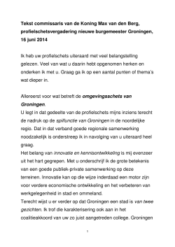 Tekst voor vergadering profielschets nieuwe burgemeester