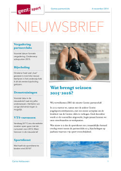 Nieuwsbrief Gentse Partnerclubs 11/2014