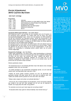 Verslag IMVO Coalitie Maritiem, 23 september 2014