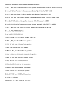 Preliminary Schedule 2014-2015 Nico van Kampen Colloquium 1