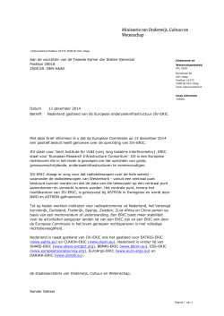 "Kamerbrief over Nederland gastland JIV-ERIC
