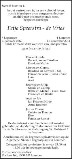Fetje Speerstra - de Vries
