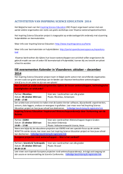 ISE evenementen Kalender in Vlaanderen: oktober – december 2014