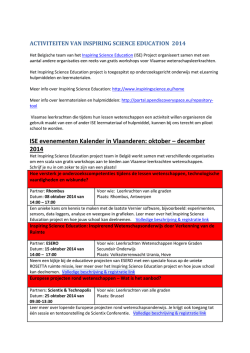ISE evenementen Kalender in Vlaanderen: oktober &ndash; december 2014