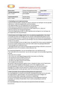 KADERPLAN trajectvoorziening - Samenwerkingsverband Zuid