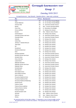 Groep 5 Gevraagde keurmeesters voor