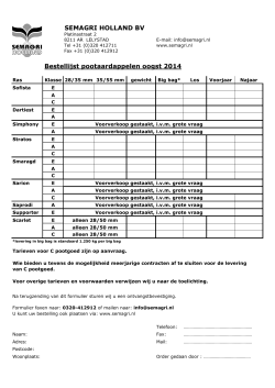 SEMAGRI HOLLAND BV Bestellijst pootaardappelen oogst 2014