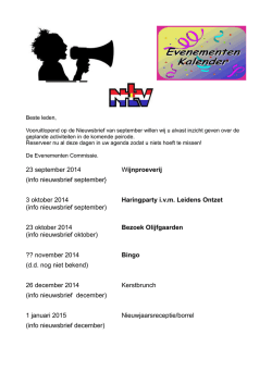 info nieuwsbrief september} 3 oktober 2014 Haringparty ivm