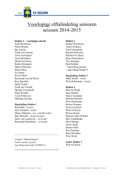 Voorlopige elftalindeling senioren seizoen 2014-2015