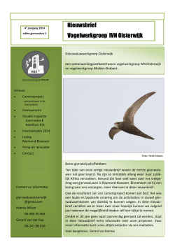 Nieuwsbrief Vogelwerkgroep IVN Oisterwijk