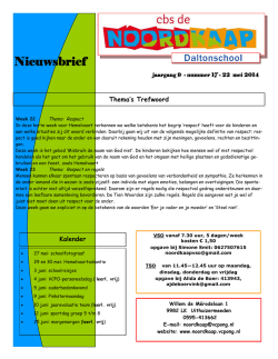 De nieuwsbrief van 22 mei 2014 leest u HIER