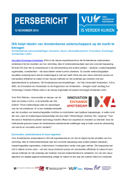 IXA helpt ideeën van Amsterdamse wetenschappers op de markt te
