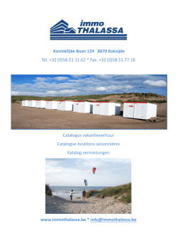 (0)58.51.11.62 * Fax. +32 (0)58.51.77.16 Catalogus vakantieverhuur