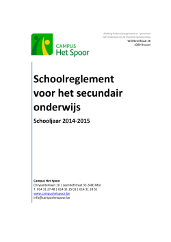 Schoolreglement Campus Het Spoor 2014-2015