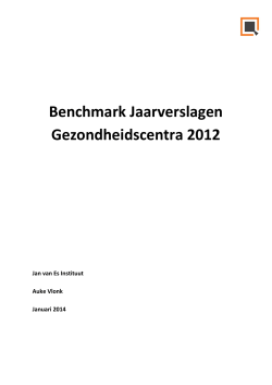 Benchmark Jaarverslagen Gezondheidscentra 2012