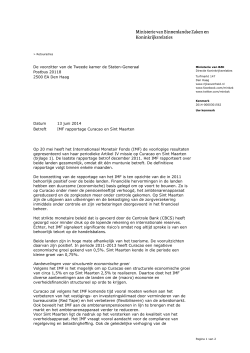 Kamerbrief over IMF consultatie Curaçao en Sint