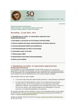 SO-mailing nr 6 - 13 juni 2014, pdf - Departement Leefmilieu, Natuur