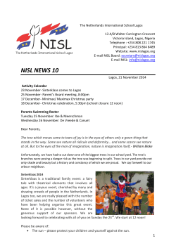 NISL NEWS 10 - The Netherlands International School Lagos
