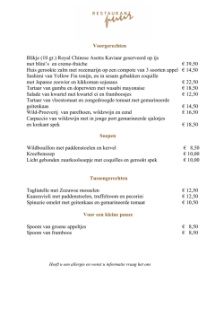 dinerkaart - Restaurant PUUR