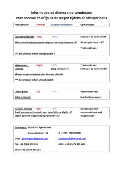 Informatieblad diverse smeltproducten voor sneeuw en of ijs op de