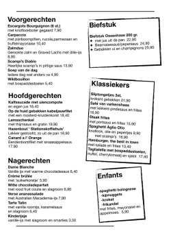 Dinerkaart november 2014