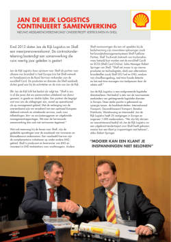 JAN DE RIJK LOGISTICS CONTINUEERT SAMENWERKING