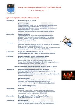 DIGITALE NIEUWSBRIEF PAROCHIE SINT JAN