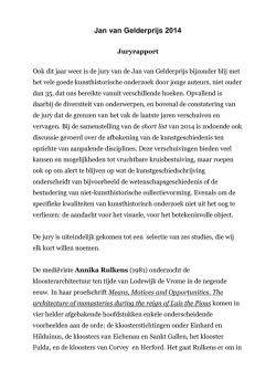 Jan van Gelderprijs 2014 - Vereniging van Nederlandse Kunsthistorici