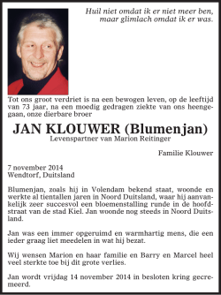 JAN KLOUWER (Blumenjan) - Nieuw